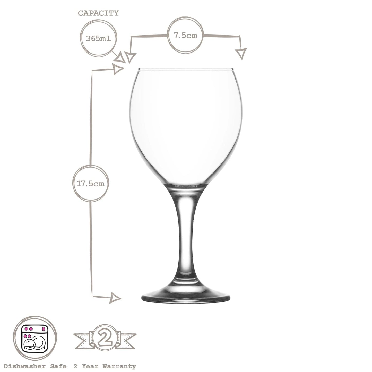 365ml Misket Red Wine Glasses - Pack of Six