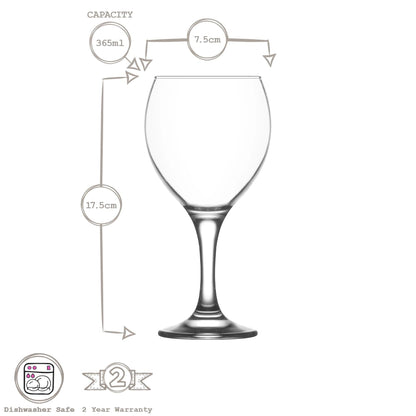 365ml Misket Red Wine Glasses - Pack of Six