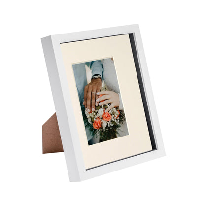 8" x 10" White 3D Box Photo Frame - with 4" x 6" Mount