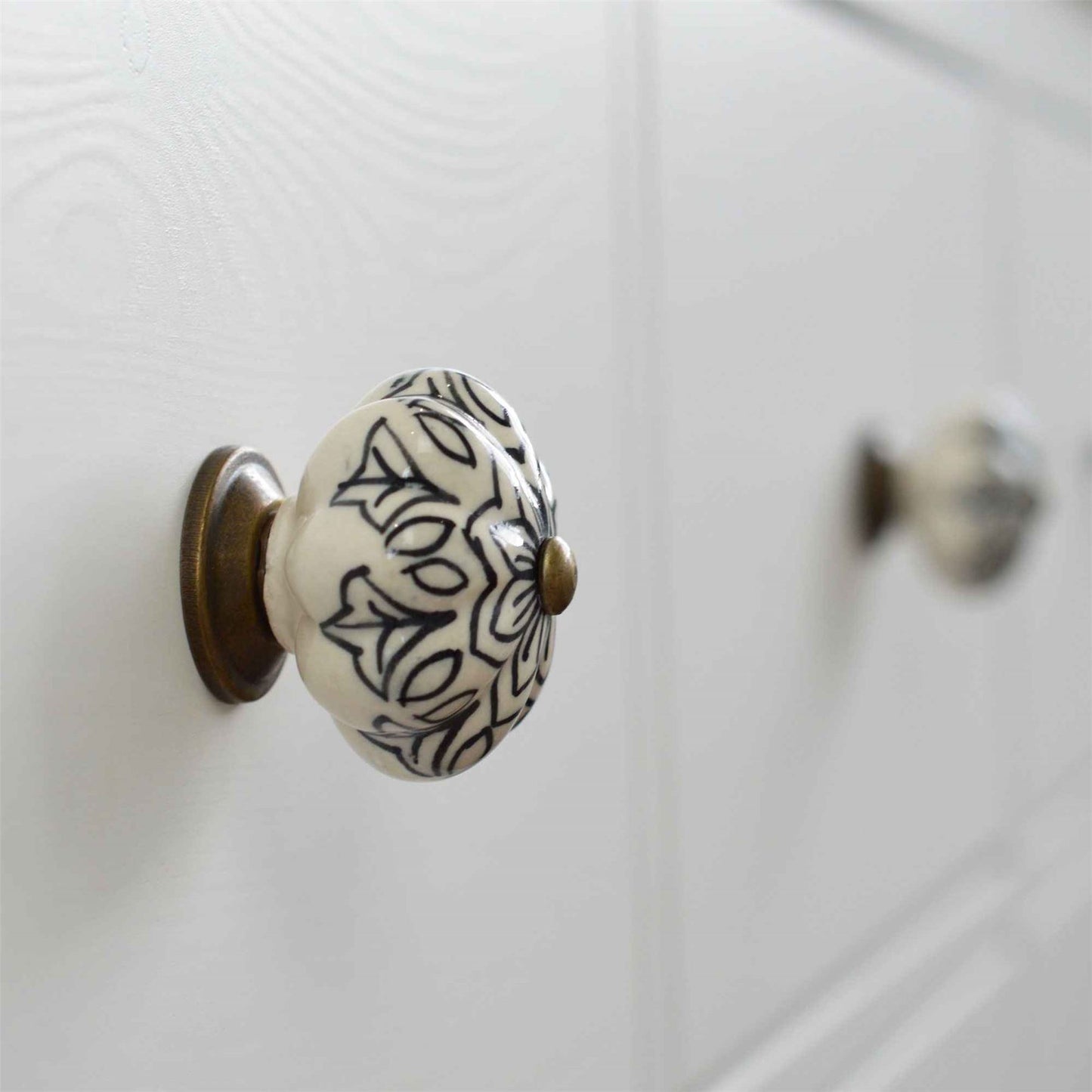 Vintage Floral Ceramic Cabinet Knob