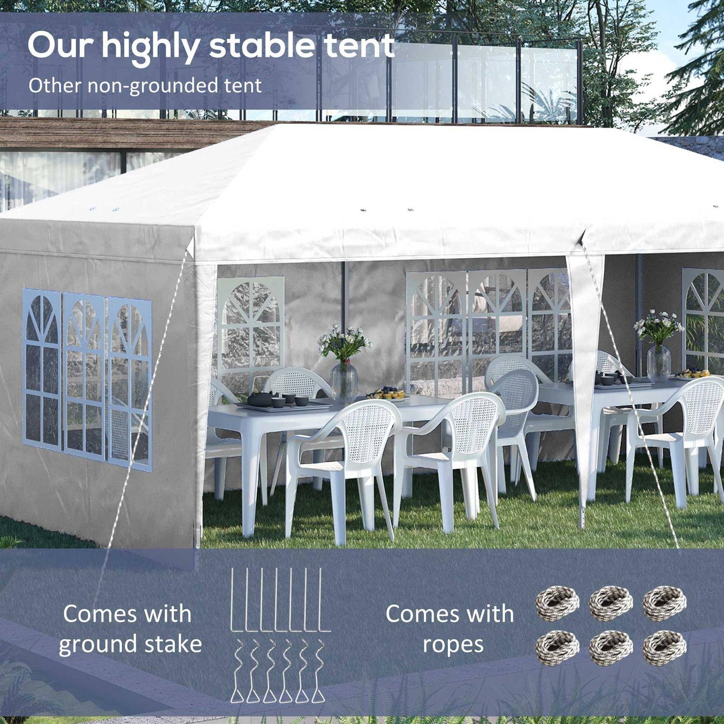 3 x 6m Half-Open Garden Gazebo