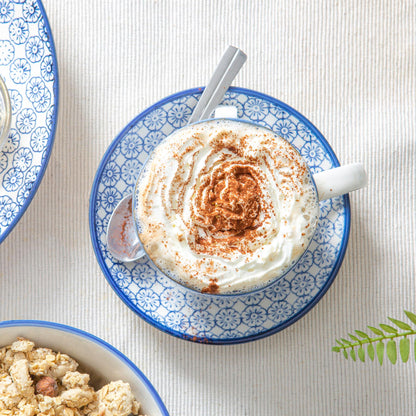 30pc Hand-Printed Floral Stoneware Dinner Set