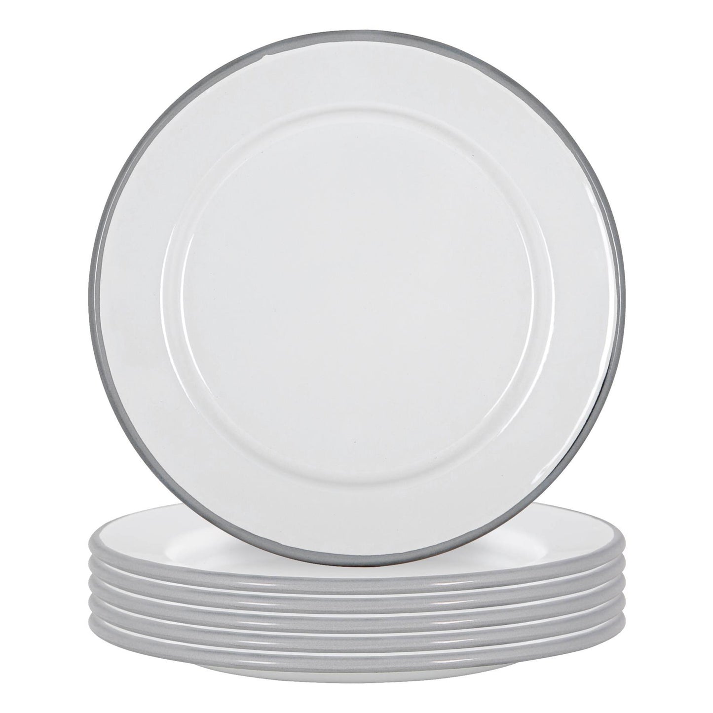 20cm White Enamel Side Plates - Pack of Six