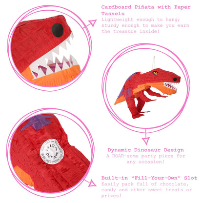 Large T-Rex Pinata & Blindfold Set - Red