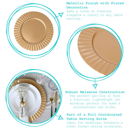 18pc Round Fluted Charger Plates Set - 33cm