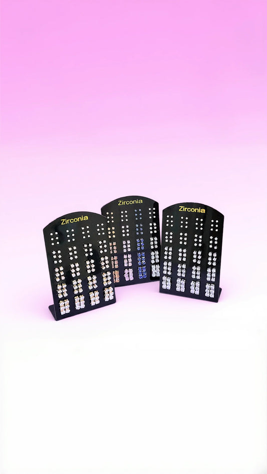 60 Pairs Zirconia Crystal Stud Earrings