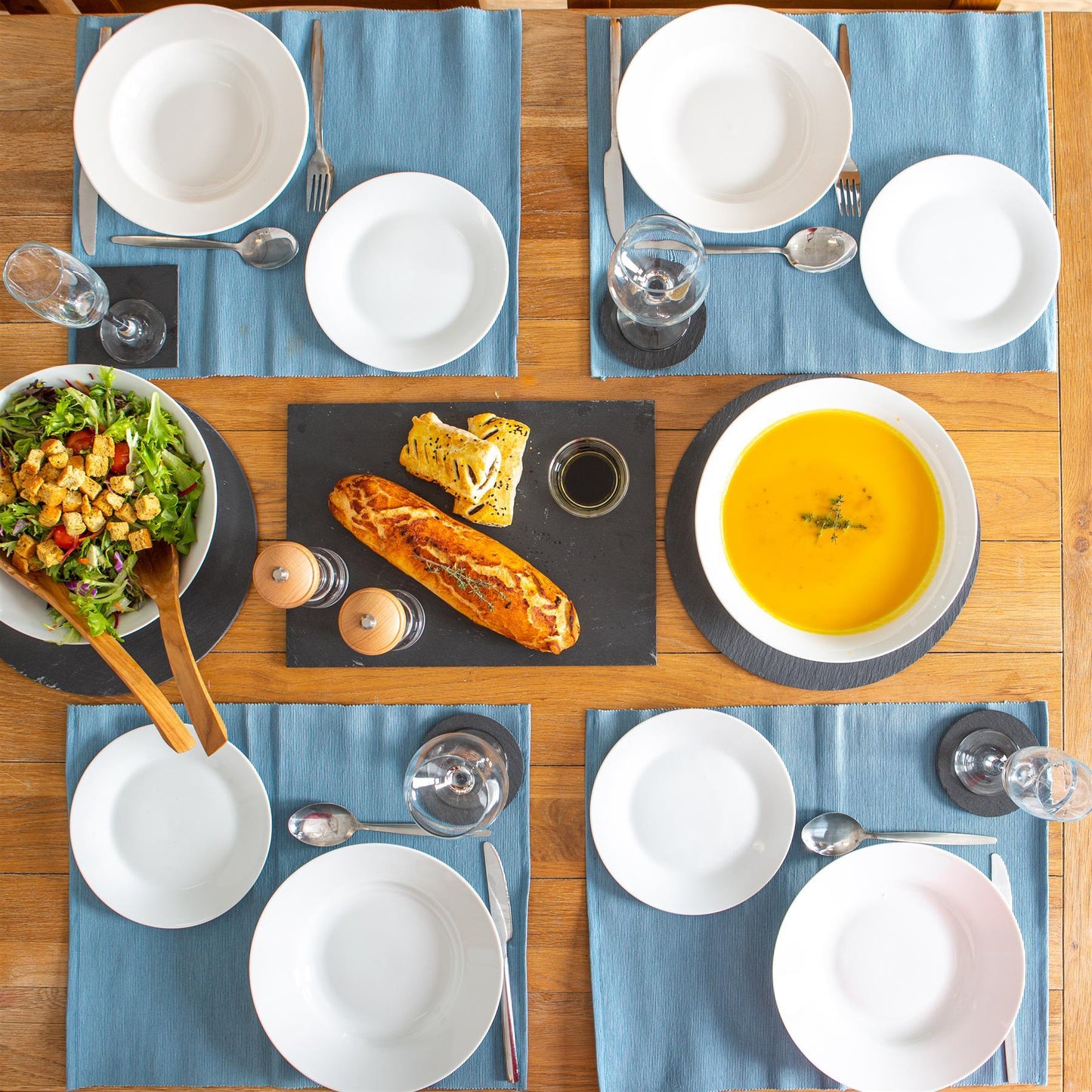 45cm x 34.5cm Ribbed Cotton Placemats - Pack of Six