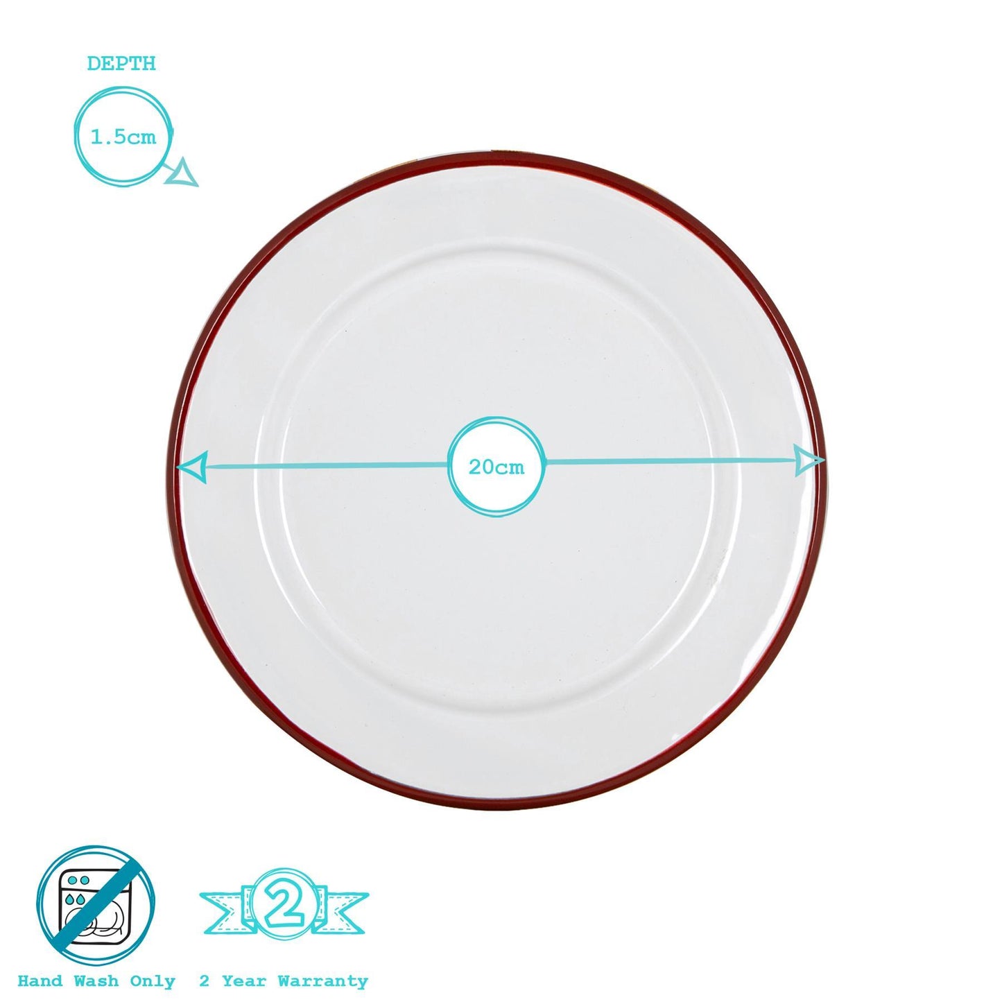 20cm White Enamel Side Plates - Pack of Six