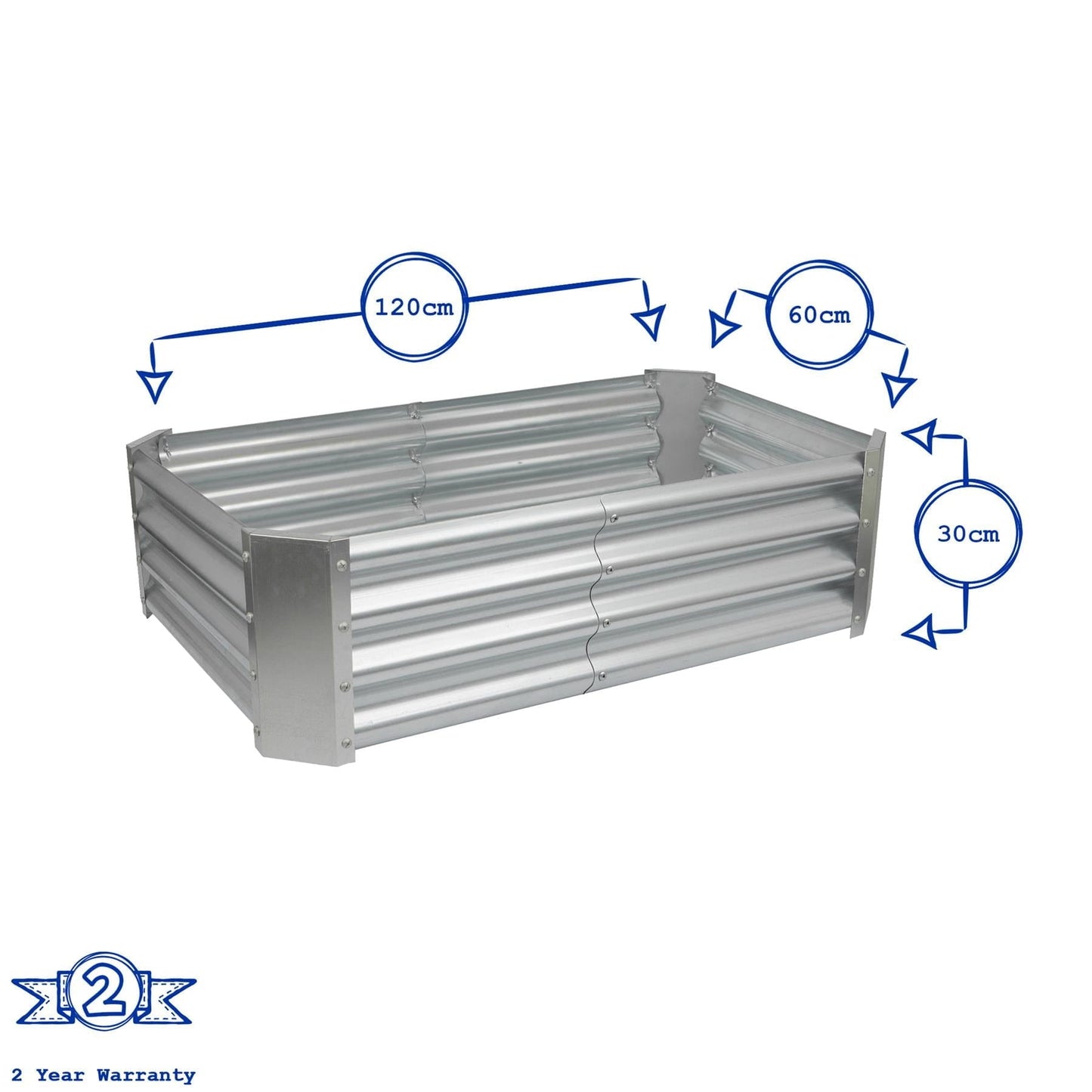 120cm x 60cm Rectangle Galvanised Steel Raised Garden Bed