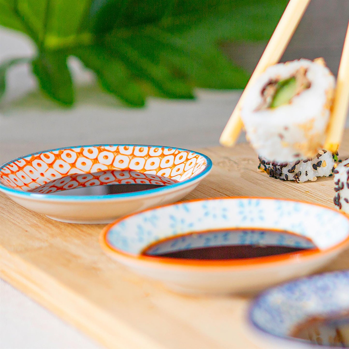 Hand-Printed Stoneware Sauce Dishes - 10cm - Pack of 6