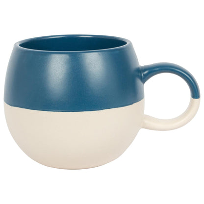 340ml Navy Colour Block Stoneware Sphere Mug