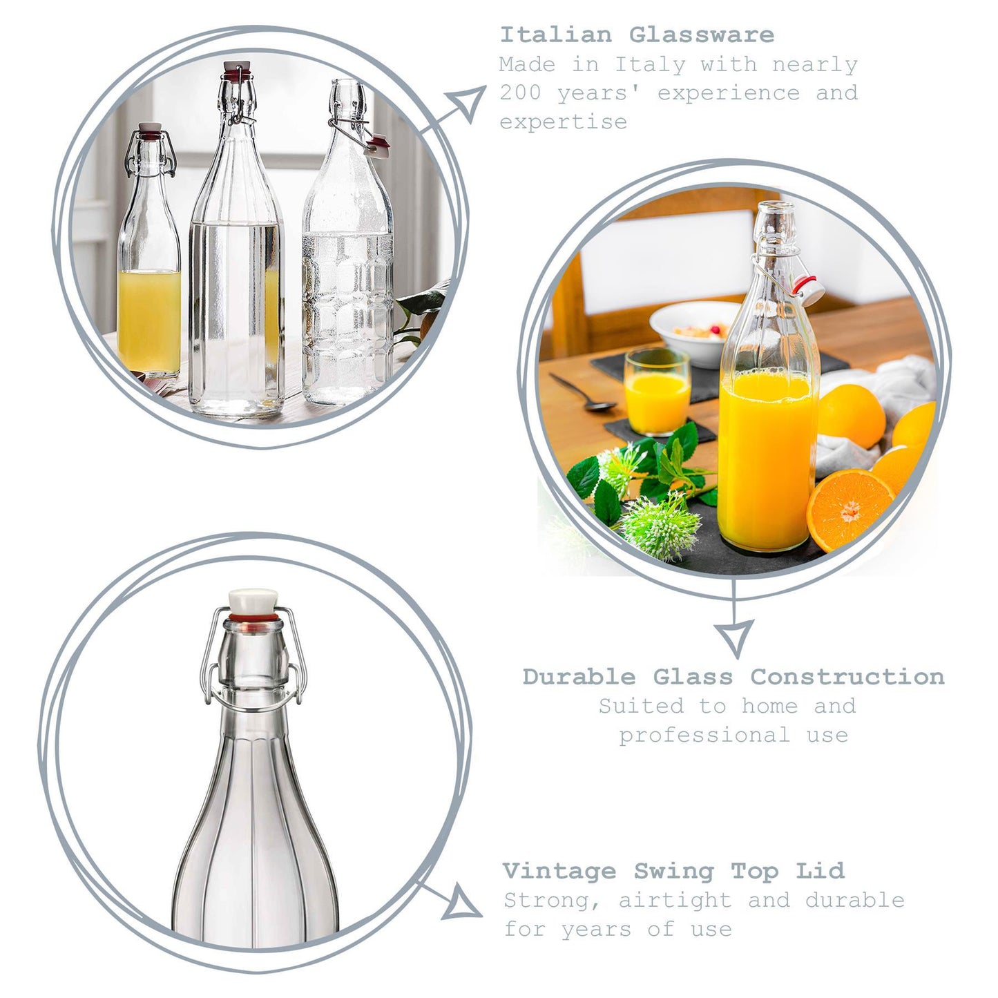 1L Oxford Glass Swing Top Bottle