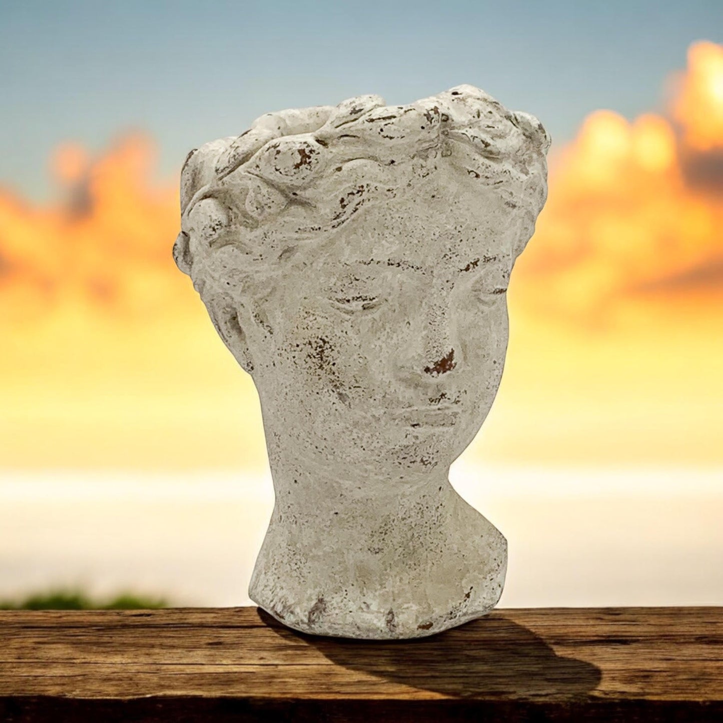35CM CREAM CEMENT BUST POT