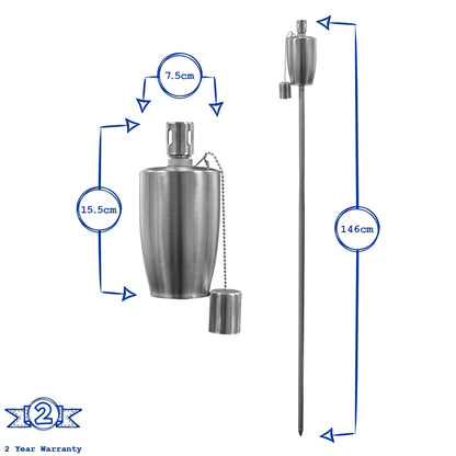 1.46m Metal Barrel Garden Fire Torches - Pack of 2