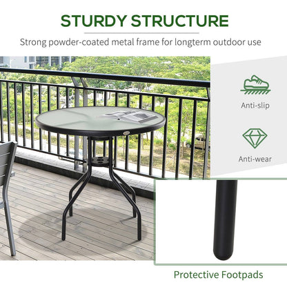Bistro Table Outdoor Round Dining Coffee Table with Parasol Hole