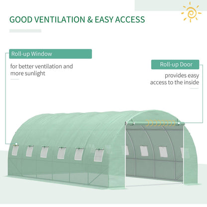6L x 3W x 2H M Greenhouse Walk-in Polytunnel Outdoor Garden Flower Vegetable Planter 25mm Diameter Galvanised Steel Frame w/ Zipped Door