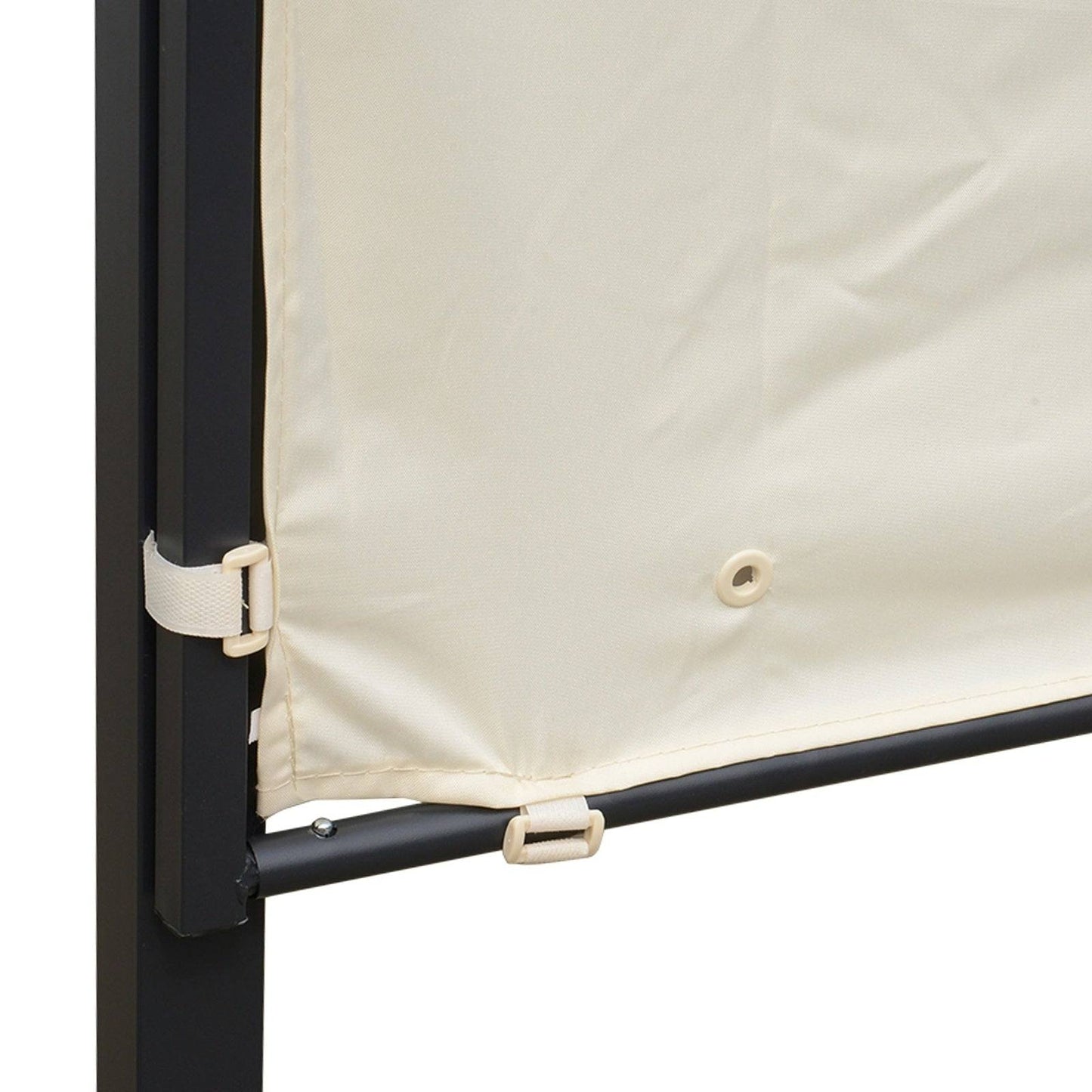3 x 2.5m Patio Metal Gazebo Door Window Awning Wall Mount Canopy Outdoor Sunshade with Extended Shelter Cream White