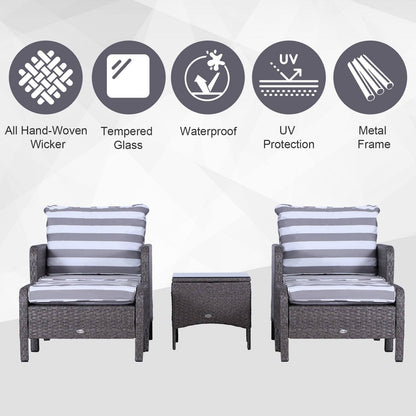 Outsunny 5 Pcs Pe Rattan Garden Furniture Set