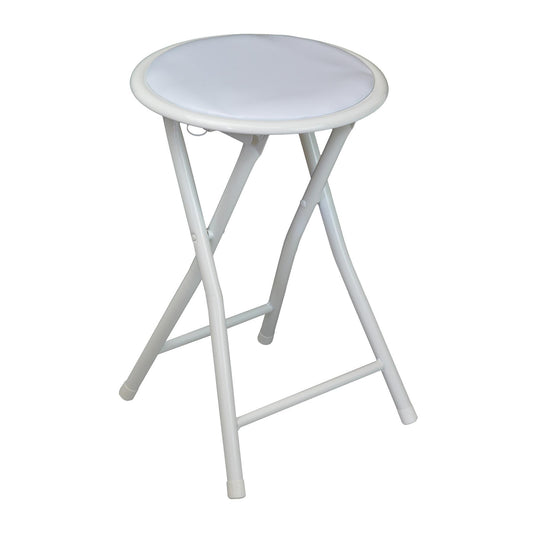 White Padded Folding Stool