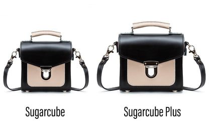 Handmade Leather Sugarcube Handbag - Cafe Noir