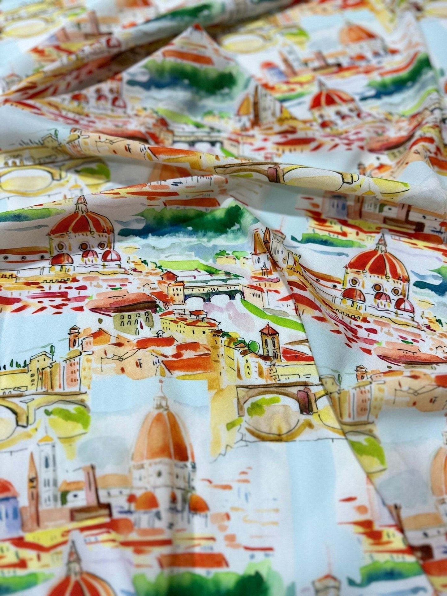 Florence Cathedral Pattern Crepe Fabric – Fabric by Metre, Multiple Options for Sewing & Dressmaking