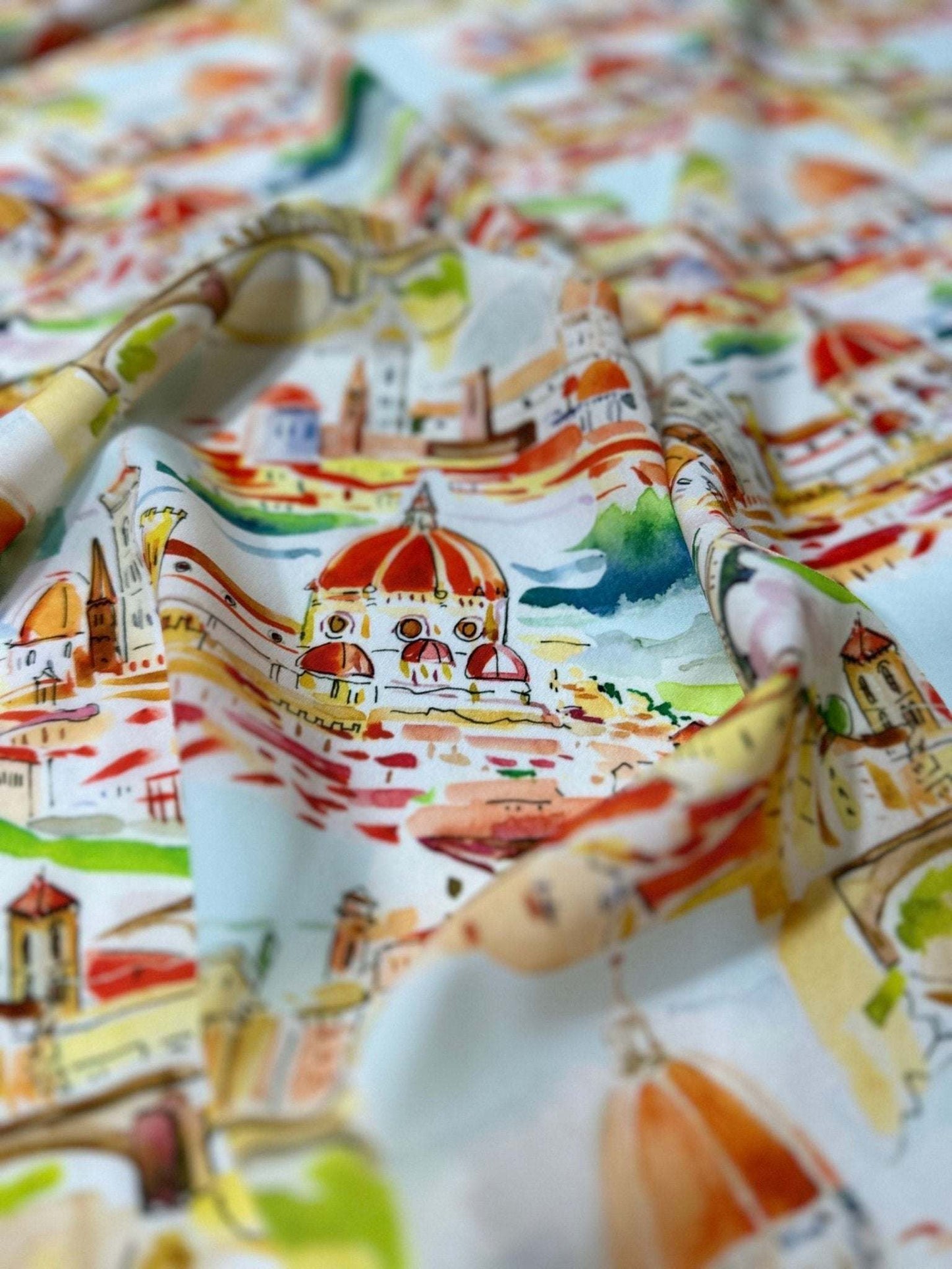 Florence Cathedral Pattern Crepe Fabric – Fabric by Metre, Multiple Options for Sewing & Dressmaking