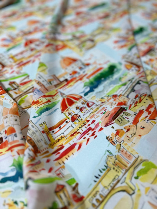 Florence Cathedral Pattern Crepe Fabric