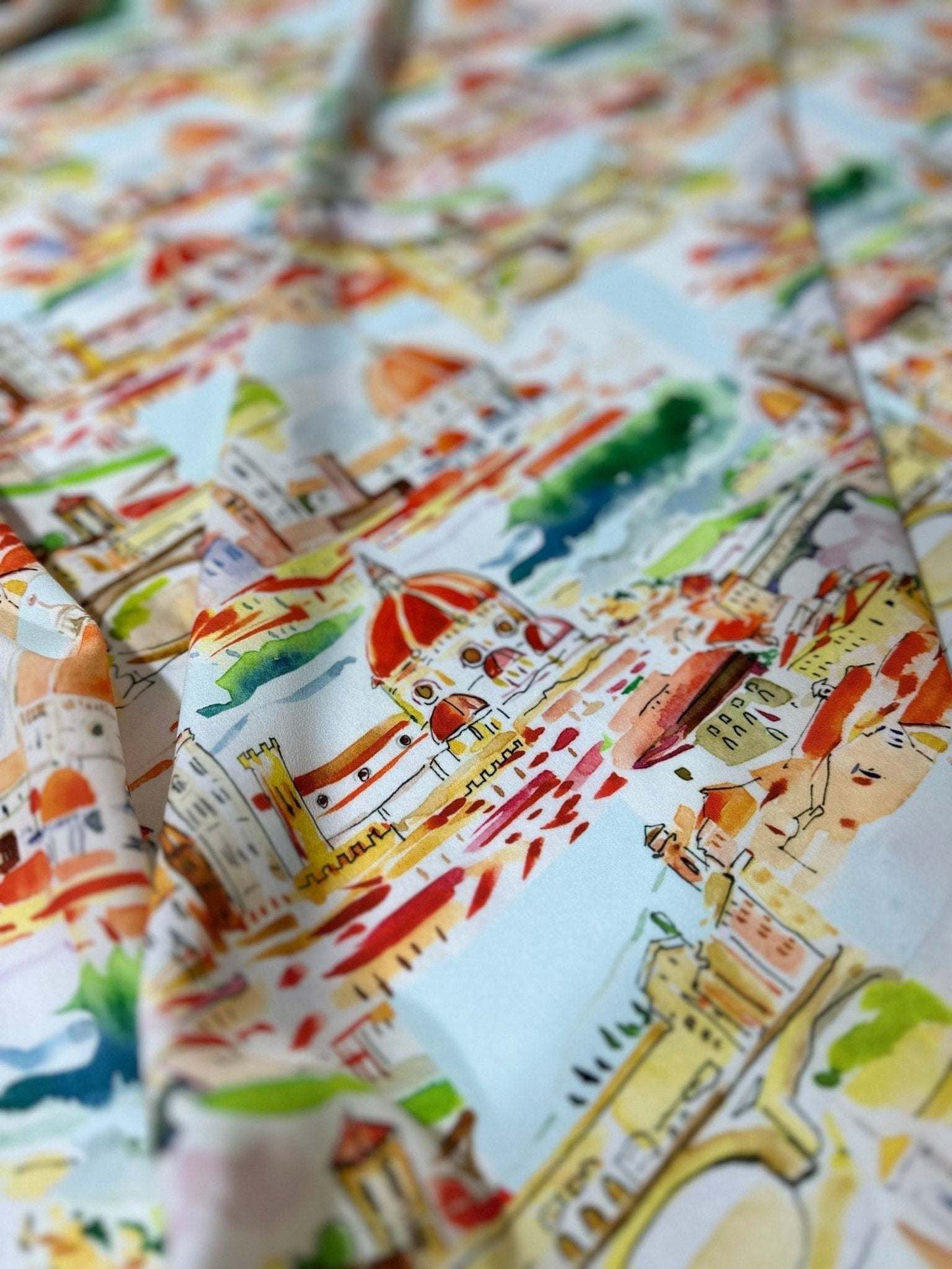 Florence Cathedral Pattern Crepe Fabric – Fabric by Metre, Multiple Options for Sewing & Dressmaking
