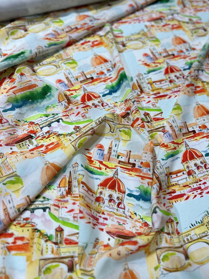 Florence Cathedral Pattern Crepe Fabric – Fabric by Metre, Multiple Options for Sewing & Dressmaking