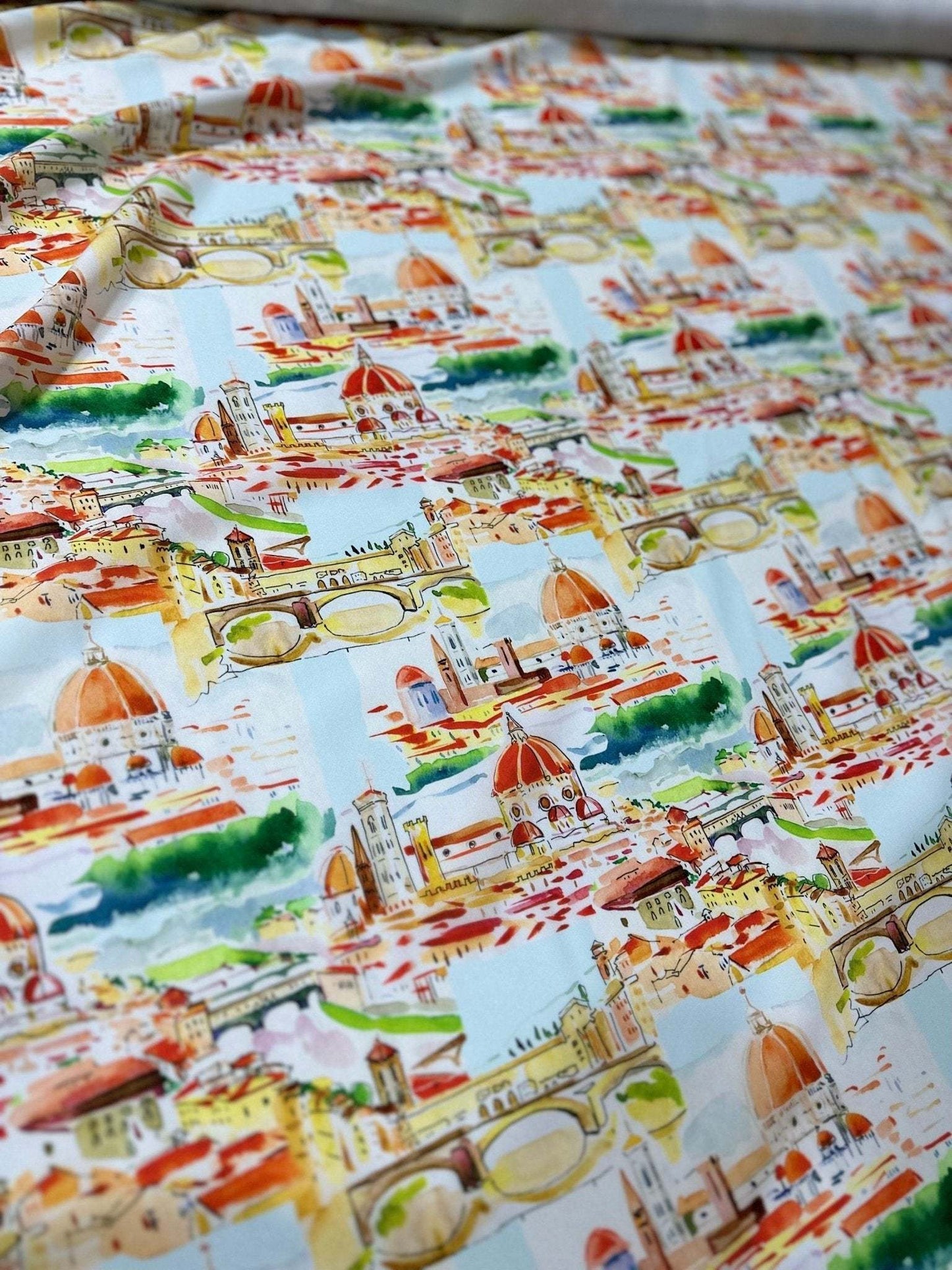 Florence Cathedral Pattern Crepe Fabric – Fabric by Metre, Multiple Options for Sewing & Dressmaking
