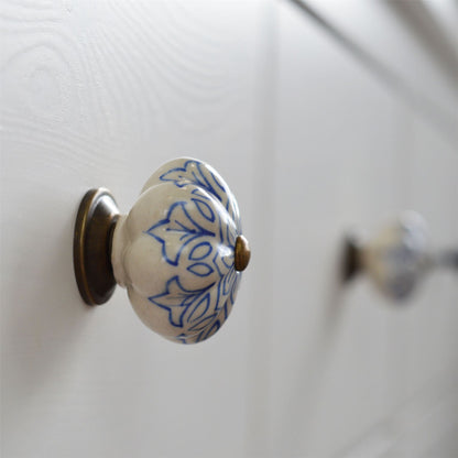 Vintage Floral Ceramic Cabinet Knob