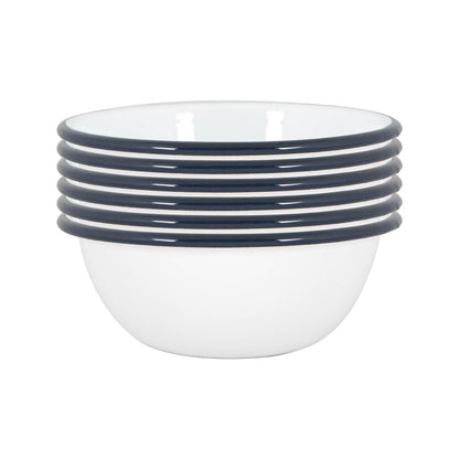 16cm White Enamel Bowls - Pack of Six