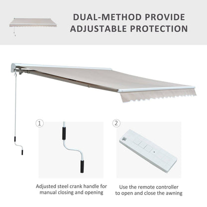 3.5Lx2.5M Retractable Manual/Electric Awning-Cream White/White
