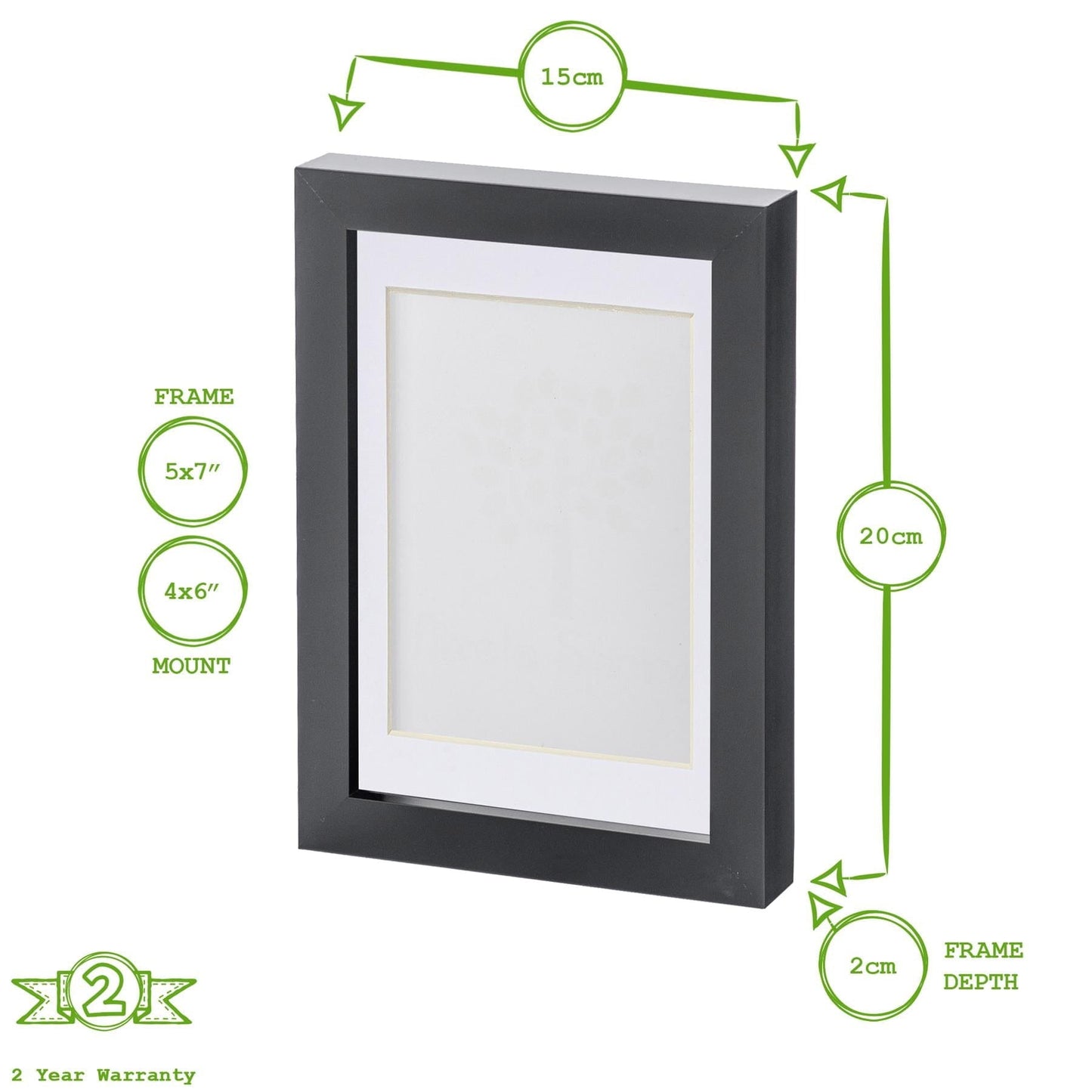 Grey 5" x 7" Photo Frame with 4" x 6" Mount