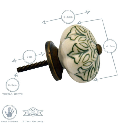 Vintage Floral Ceramic Cabinet Knob