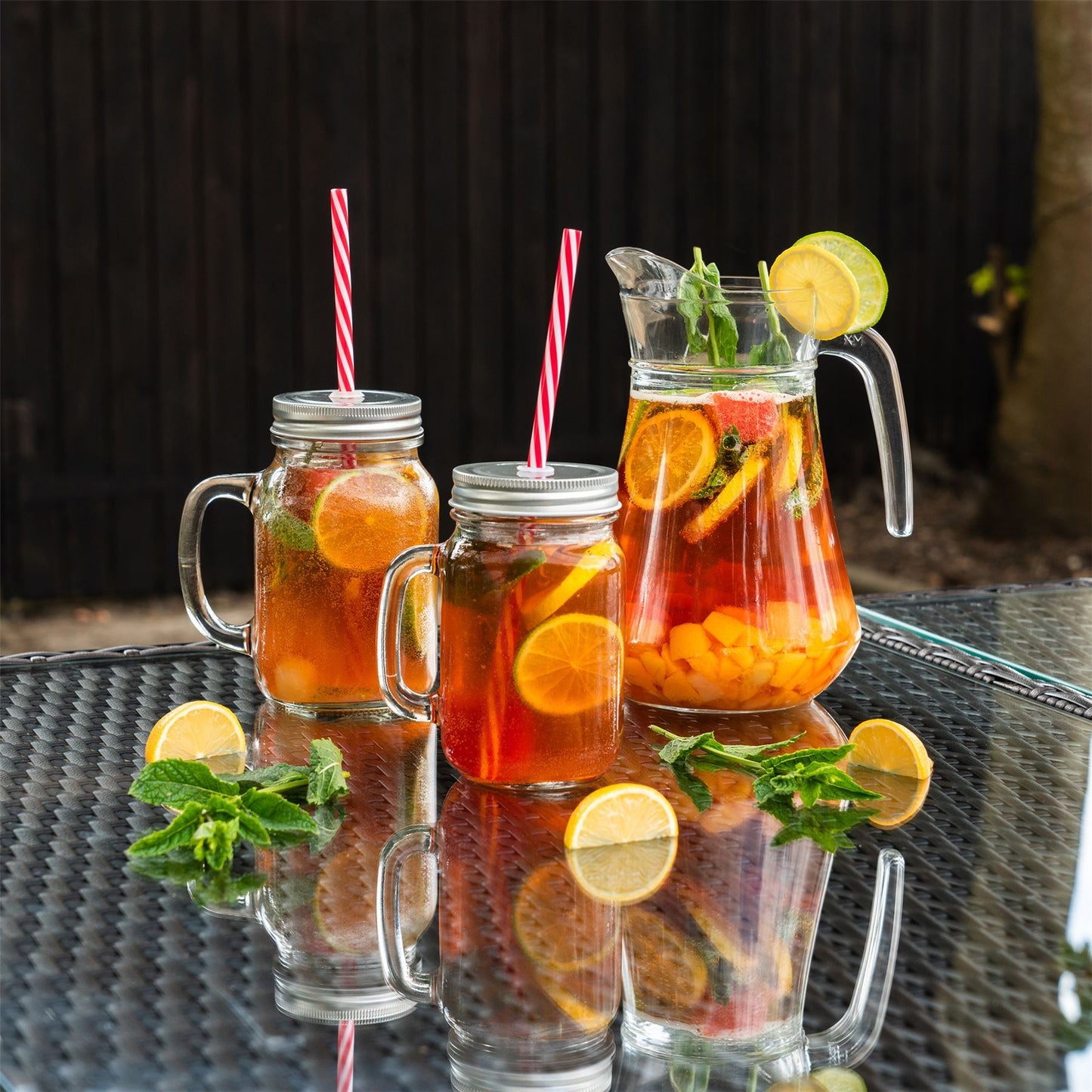 Red Stripe Reusable Plastic Drinking Straws - Pack of 10