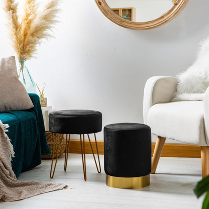 Round Velvet Footstool