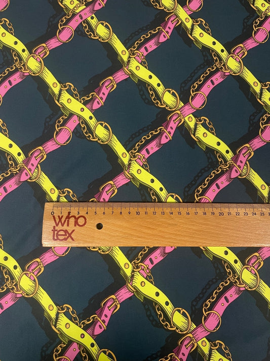 Chain Belt Print Spandex Fabric – Bold Graphic Design by Metre