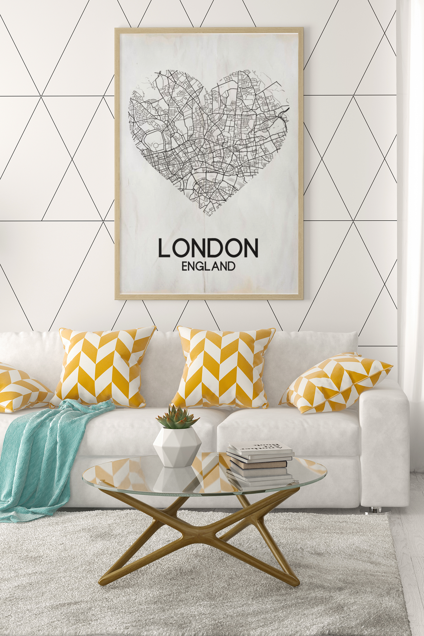 Love Heart Map Any City & Country Personalised Wall Decor Print with 10 New Styles