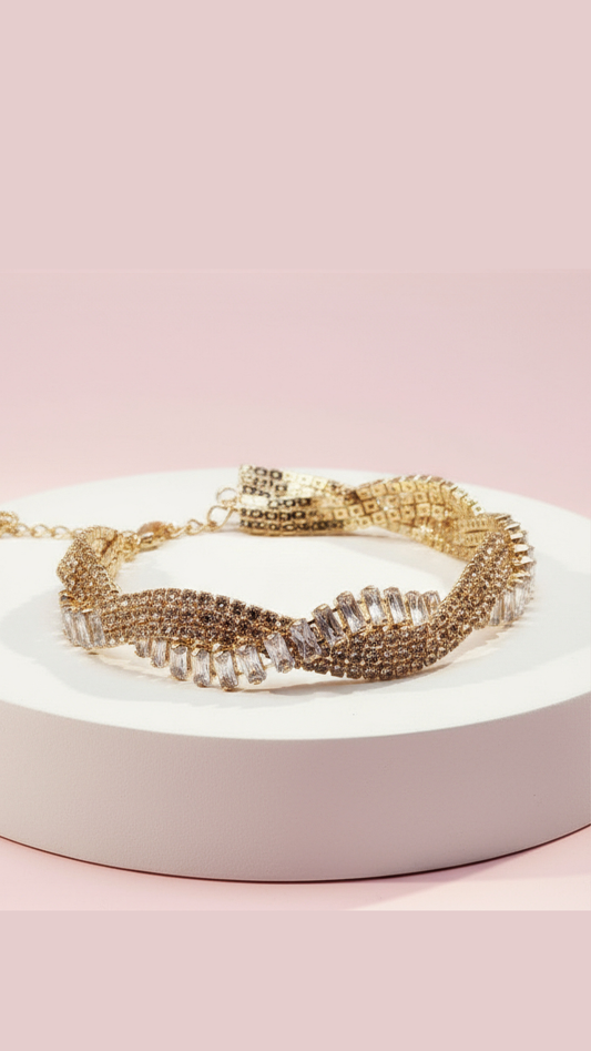 Twisted Baguette Cut Crystal Bracelet