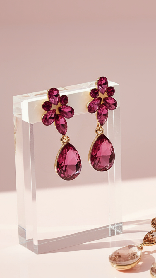 Tear Drop Cluster Drop & Dangle Earrings