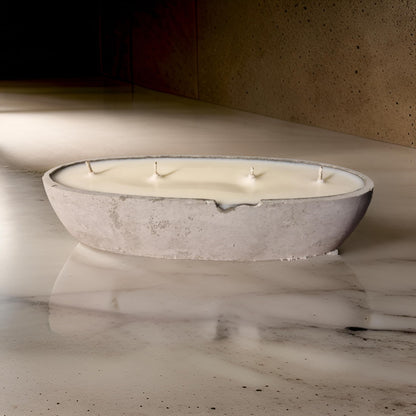 Multi Wick Concrete Oval Loaf Bowl Candle