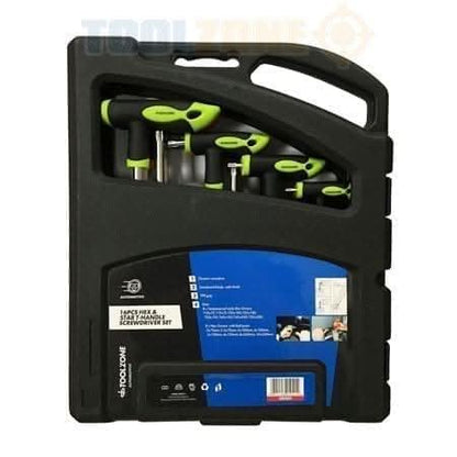 16pc CRV T Handle Hex & Star Screwdriver Set