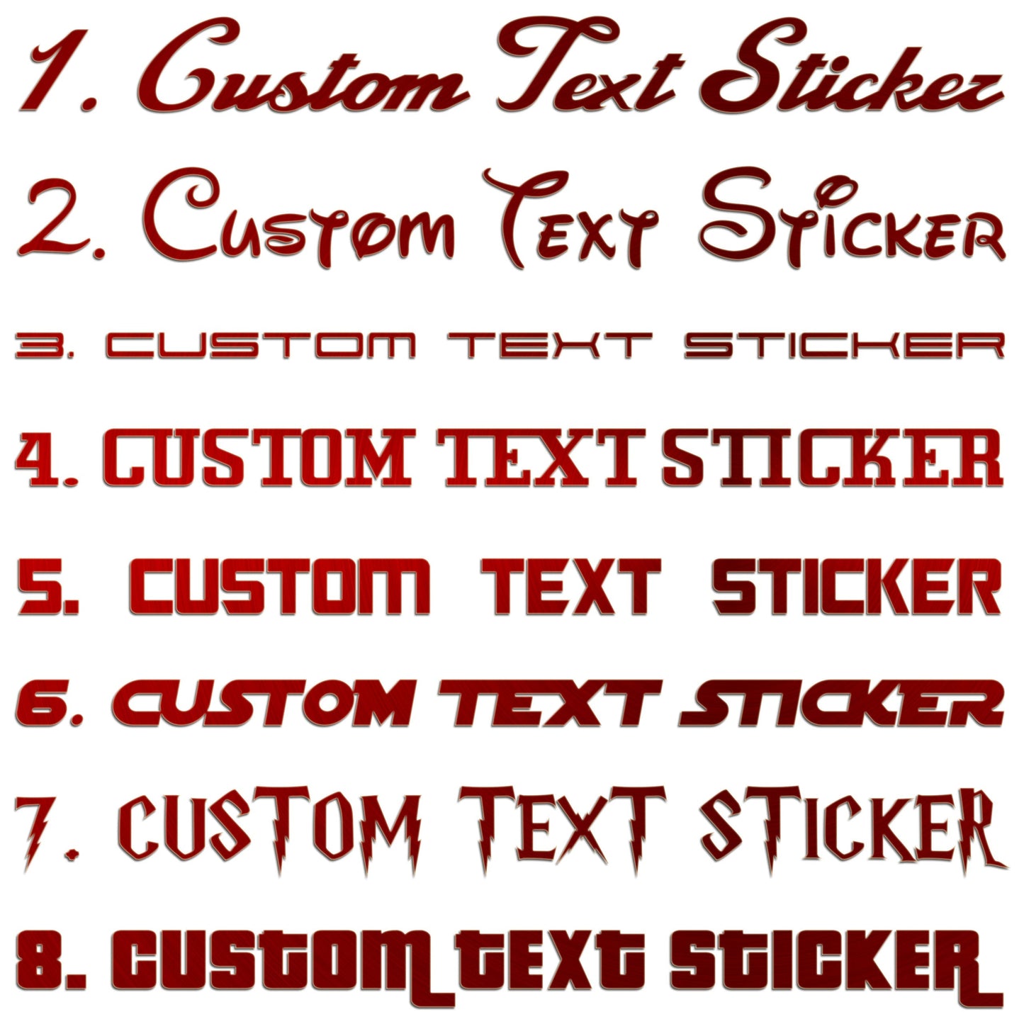 Famous Fonts Custom Text Sticker