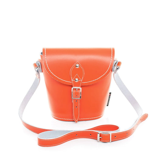 Handmade Leather Barrel Bag - Orange