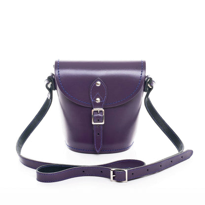 Handmade Leather Barrel Bag - Purple