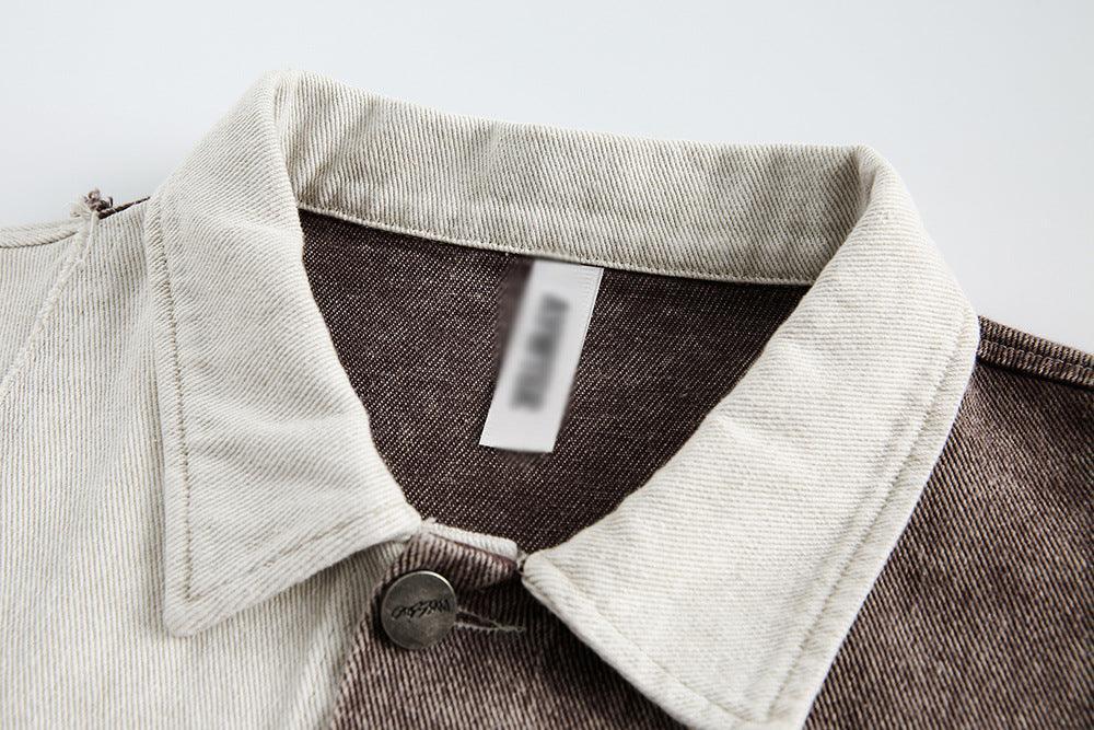Color Patchwork Denim Jacket – Irregular Design