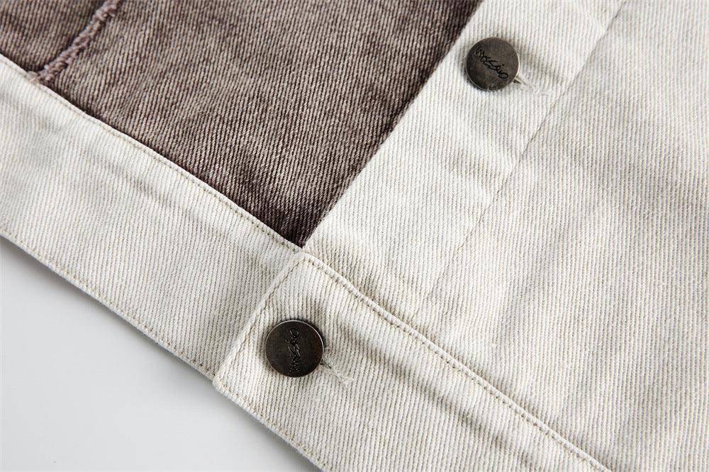 Color Patchwork Denim Jacket – Irregular Design