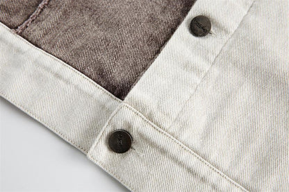 Color Patchwork Denim Jacket – Irregular Design