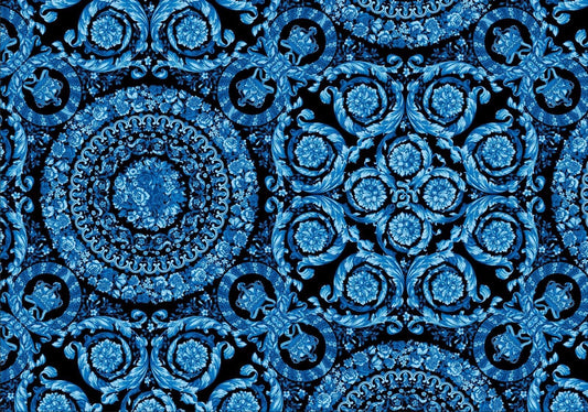Blue Baroque Pattern Fabric